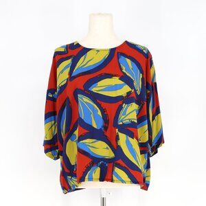COREY LYNN CALTER x ANTHROPOLOGIE Rhea Blouse Leaf Print Size S
